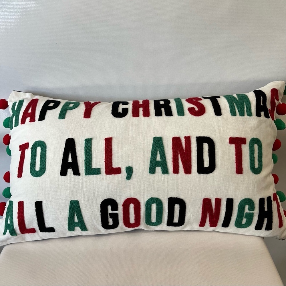 Beautiful Christmas Accent Pillow Happy Christmas to All and to all a Good Night